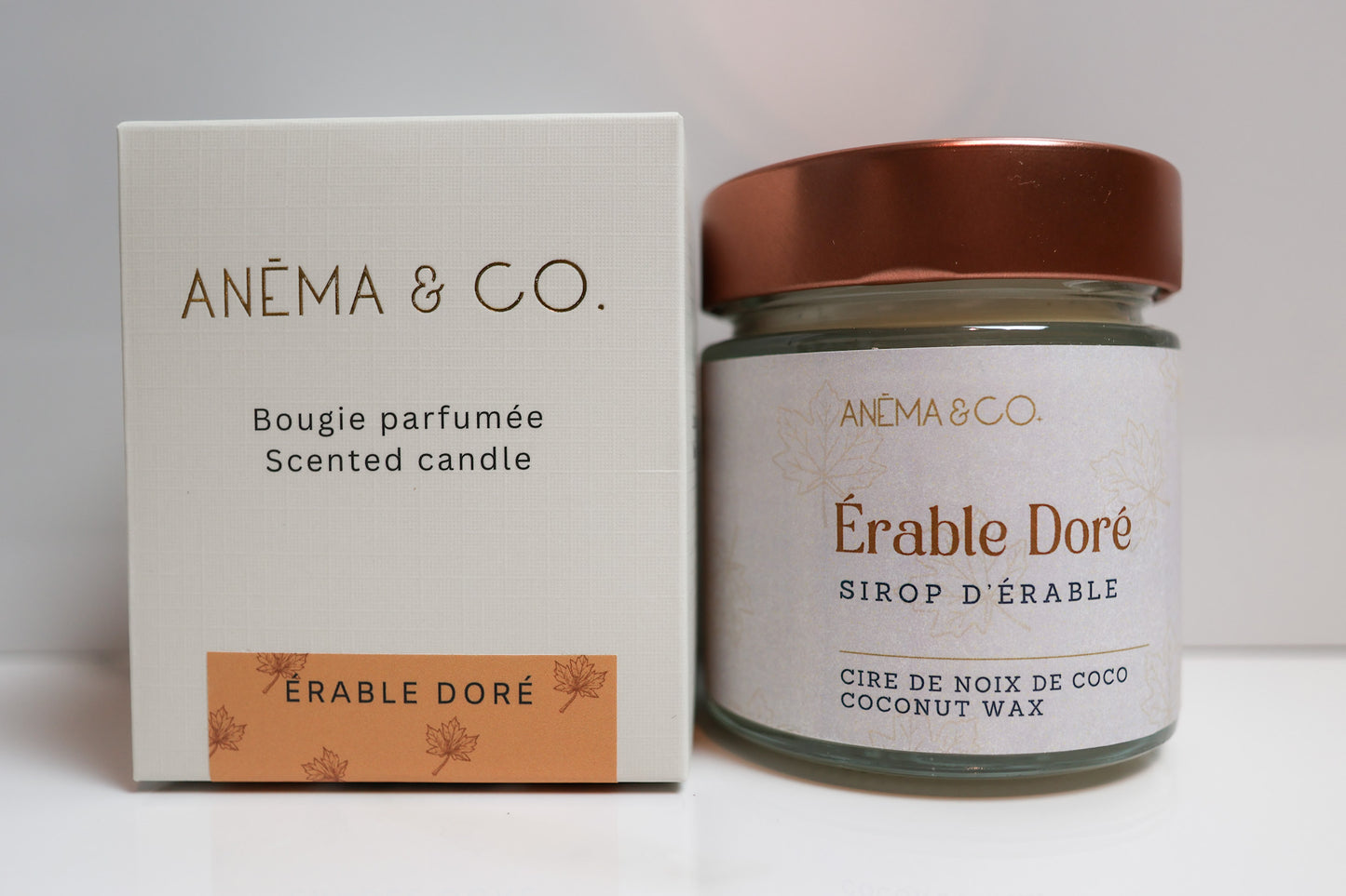 Bougie Érable ANÉMA & CO. parfum sirop d’érable en cire de noix de coco