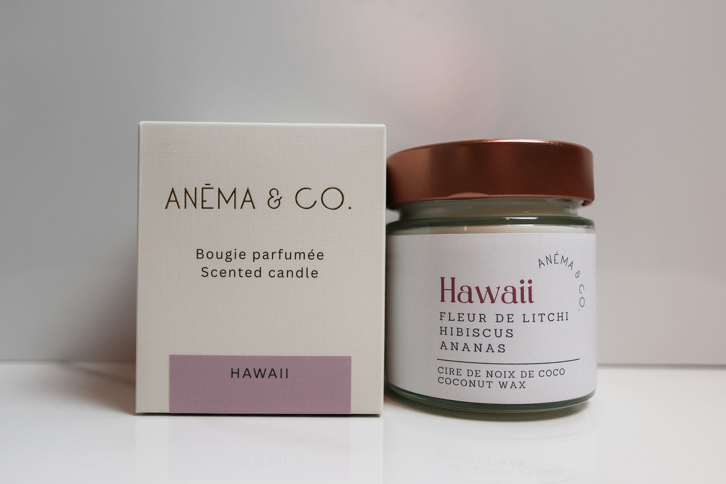 Bougie parfumée Hawaii hibiscus ananas litchi ANÉMA & CO Québec