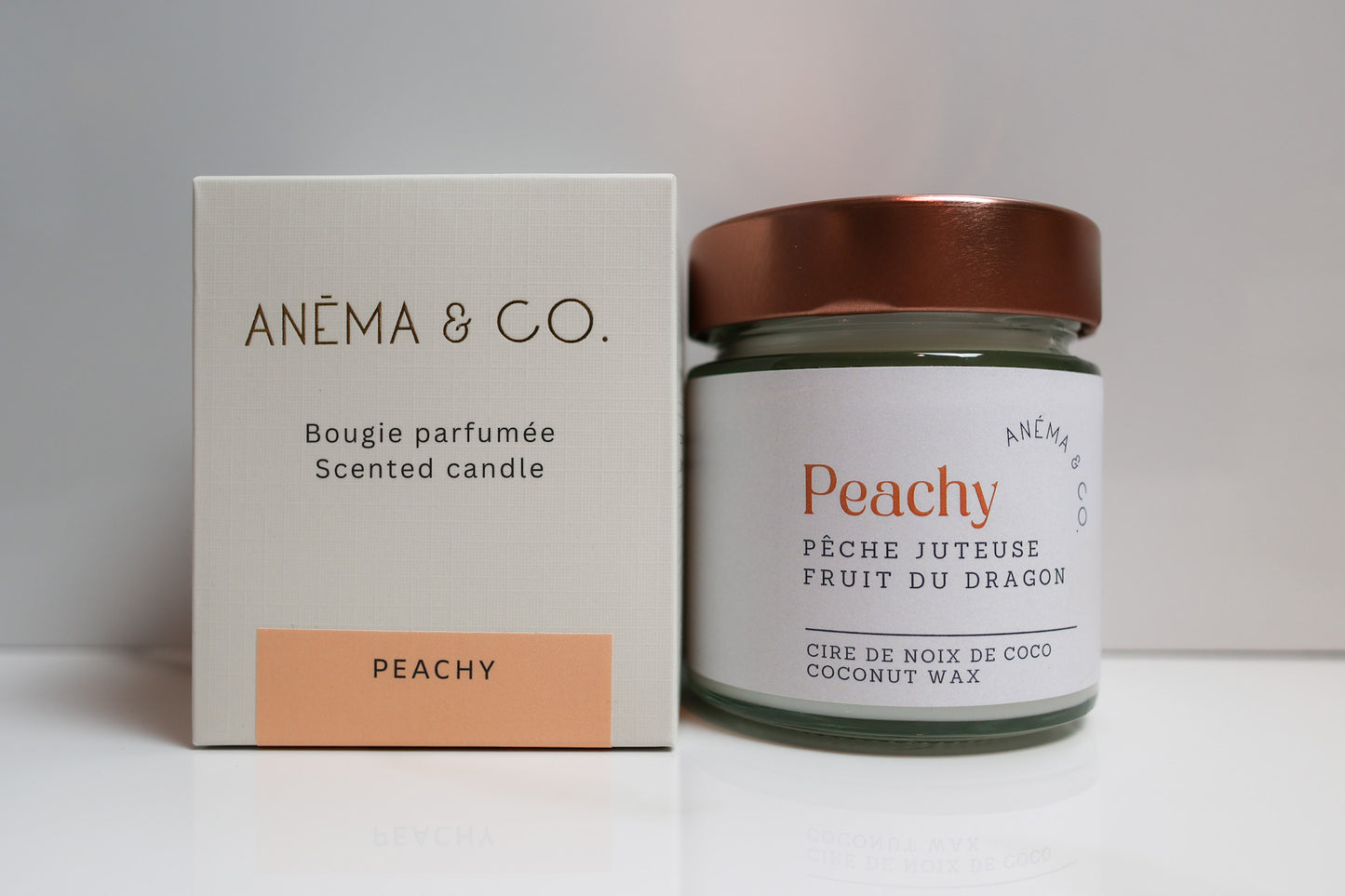 Bougie parfumée Peachy pêche fruit du dragon ANÉMA & CO Québec