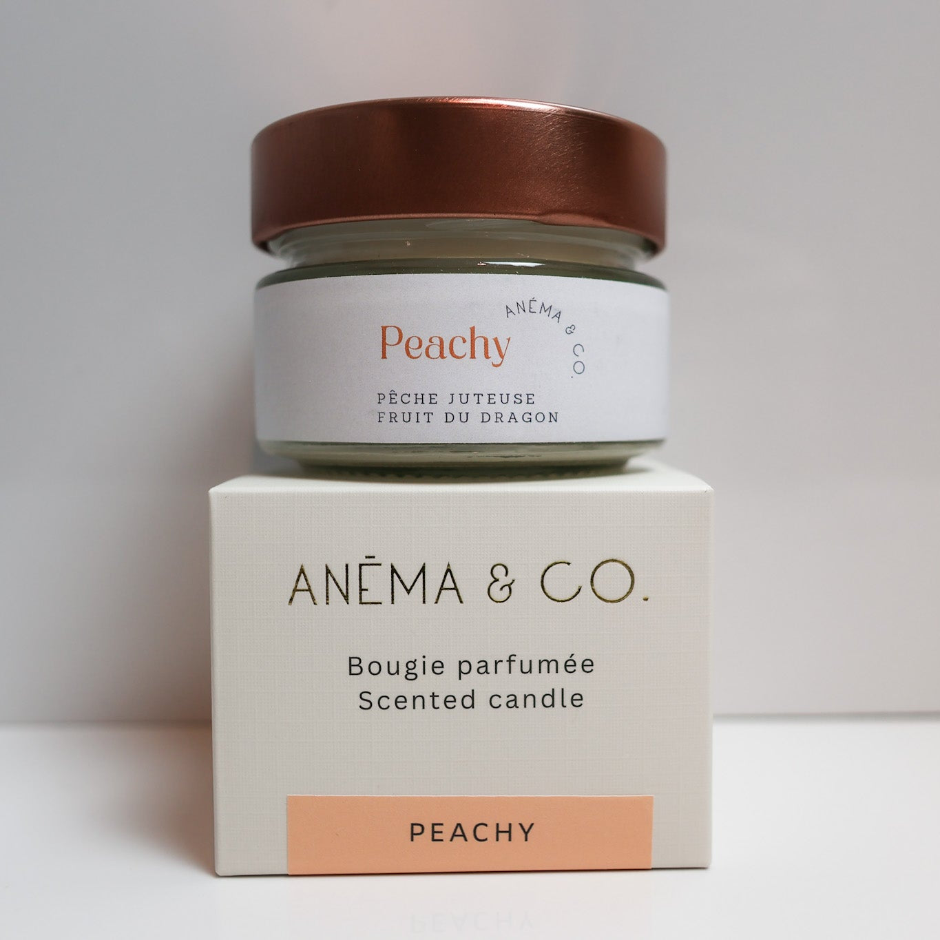Bougie parfumée Peachy pêche fruit du dragon ANÉMA & CO Québec